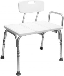 Bathtub Transfer Bench/Bath Chair with Back, Adjustable Height, Sure-GRIPED Legs, Lightweight, Durable, Rust-Resistant Shower Bench.