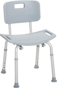 Aluminum Bathroom Bench with Back, Gray.