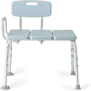 Medline Tub Transfer Bench With Microban Protection, for Use as a Shower Bench or Bath Seat, Light Blue.
