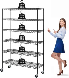 6 tier wire shelving unit with wheels 1