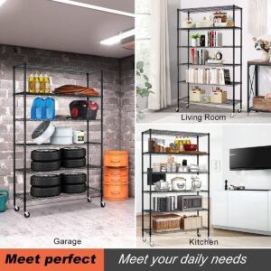 6 tier wire shelving unit with wheels 3