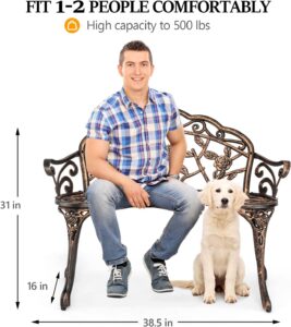 VINGLI patio park garden metal rose bench CAPACITY