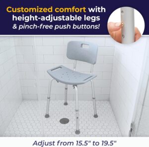 adjustable height legs shower chair with back