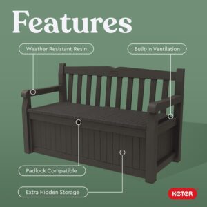keter solana 70 gallon storage bench features