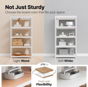 reversible storage shelf light wood and soft white