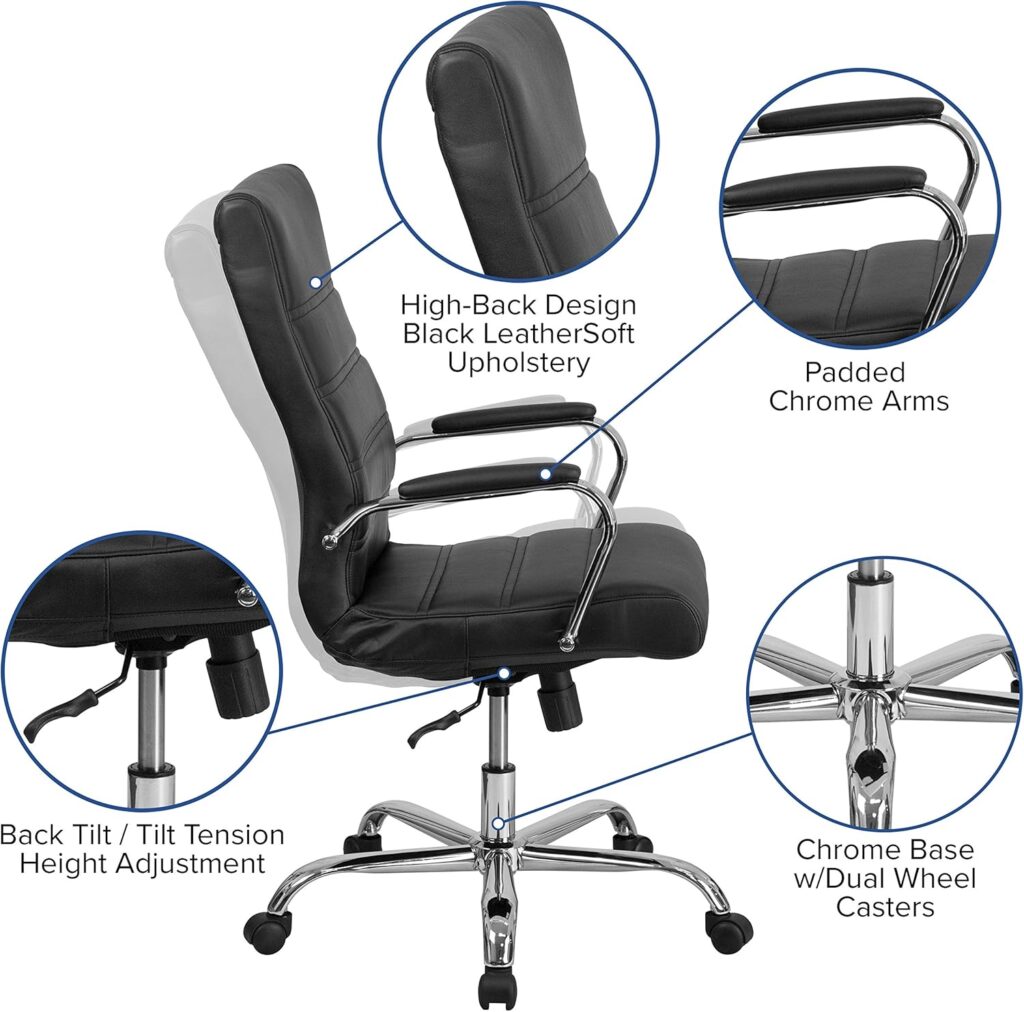 Flash Furniture Whitney High-Back LeatherSoft Office Chair — Sleek Executive Comfort for Modern U.S. Workspaces